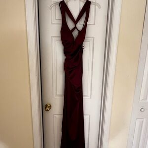 Burgundy Evening Gown with Back Detail